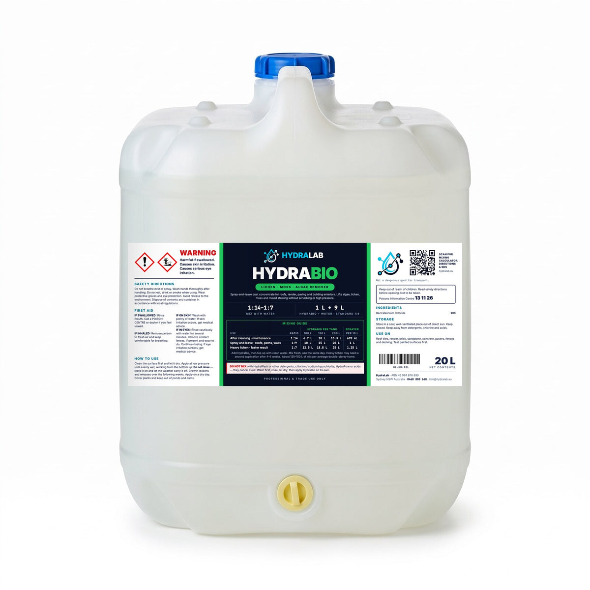 HydraBio 20L — Lichen, Moss & Algae Remover